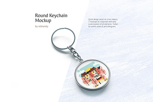 Round Keychain Mockup