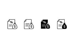 Money and percentage icon set, a Finance Illustration by skripnikbb