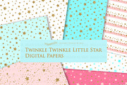 Pink Light Blue Gold Stars, a Texture Illustration by Mia's Graphic Design (Thumbnail 8 of 9)