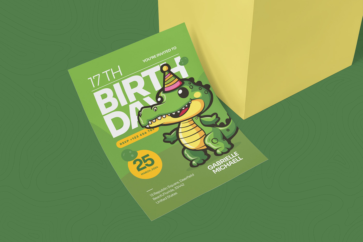 Crocoday Birthday Invitation, an Invitation Template by Esensifiksi.studio (Photo 2 of 2)