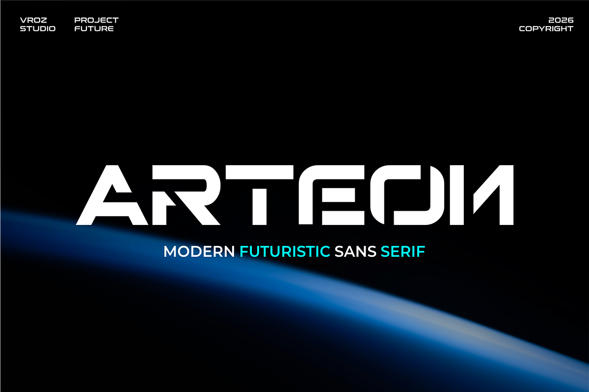 Arteon – Modern Futuristic font, a Sans Serif Font by Vroz Studio (Photo 1 of 6)
