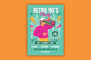 Retro 90's Party Flyer