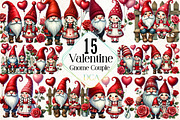 Valentine Gnome Couple Clipart, an Illustration by DreamCafeArt (Thumbnail 1 of 4)