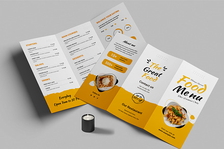 Food Menu Trifold Brochure Design, a Brochure Template by MightyDesign