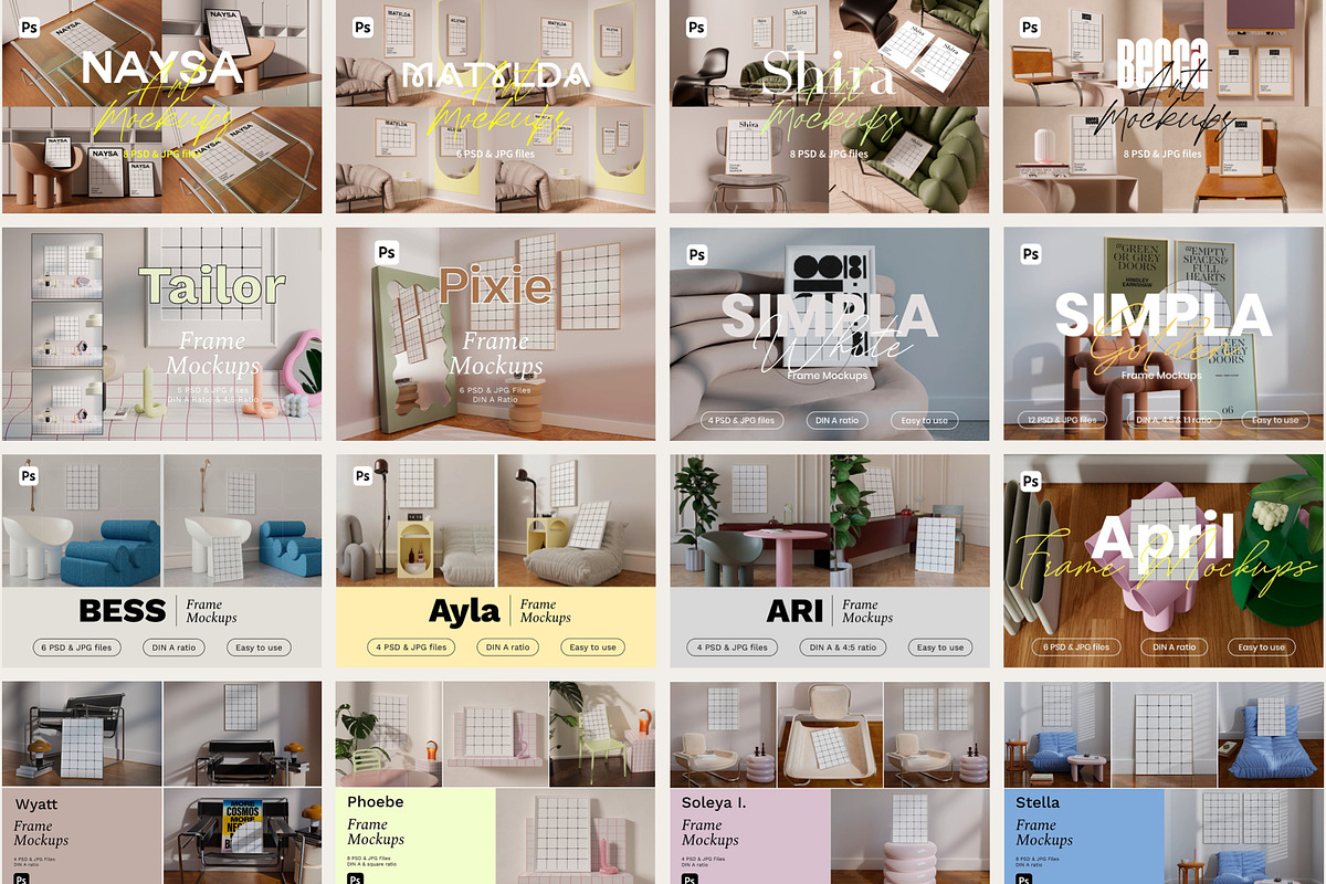 Artwork Mockups Bundle 20 in 1, a Household Mockup by Bonumo (Photo 2 of 41)