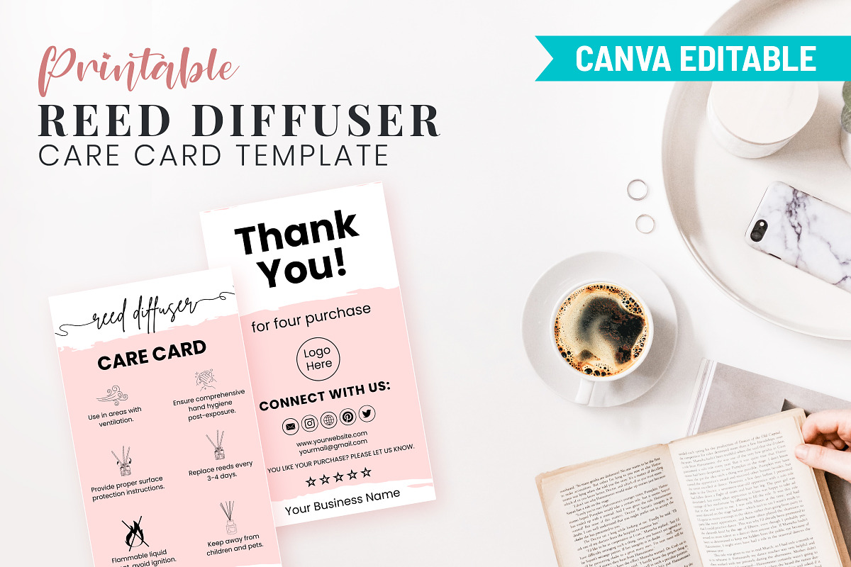 Printable Reed Diffuser Care Card, a Templates & Theme by Snapybiz (Photo 10 of 11)