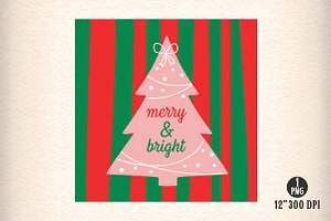 Christmas Wall Art Merry & Bright, an Illustration by Dream Creation