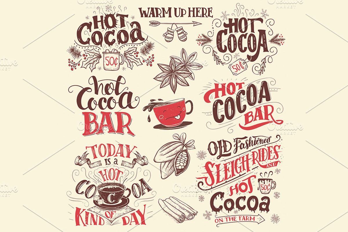 Hot Cocoa Signs Set, an Object Graphic by Paul Lesser