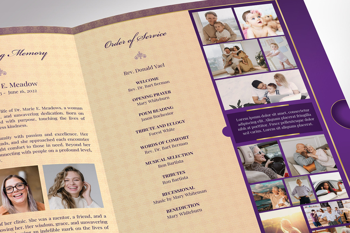 Purple Loving Tabloid Funeral Progra, a Brochure Template by Godserv Designs (Photo 9 of 10)