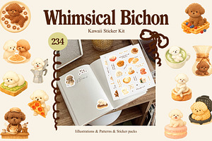 Whimsical Bichon: Kawaii Sticker Kit, an Animal Illustration by divanovskaya_nv