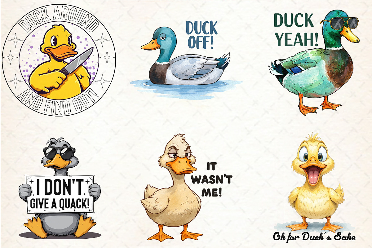 Sarcastic Funny Ducks Quotes Png, an Illustration by Libby Wishes (Photo 2 of 4)