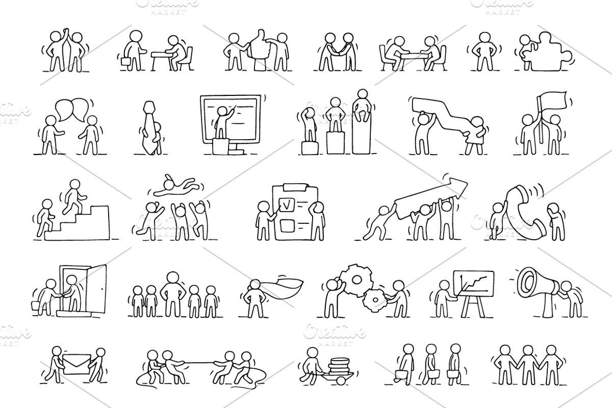 Cartoon teamwork icons set, an Icon by Sapunkele (Photo 2 of 2)