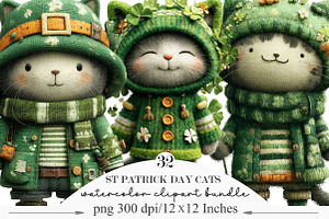 St Patrick Day Cats Clipart, an Illustration by Designking