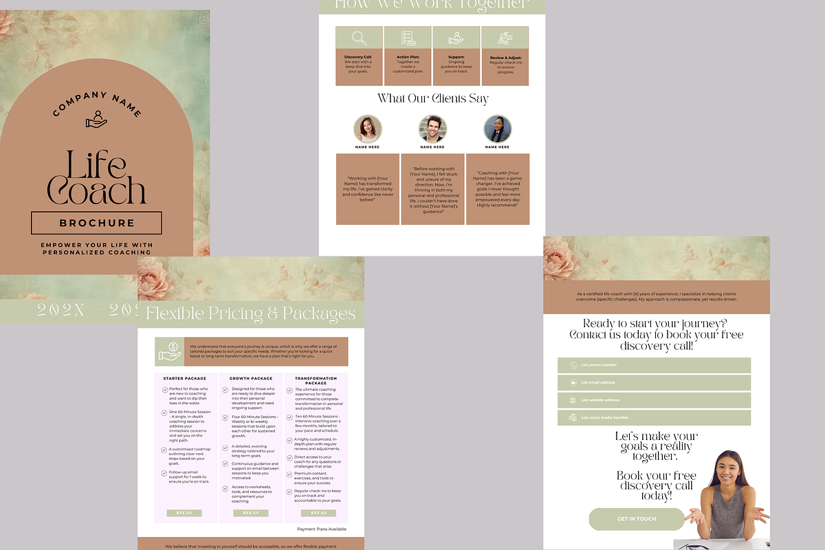 LIFE COACH BROCHURE TEMPLATE, a Brochure Template by Daring Digies