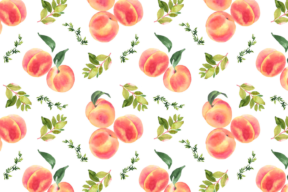Peaches watercolor clipart, a Food Illustration by AnnelyBlooms (Photo 6 of 6)