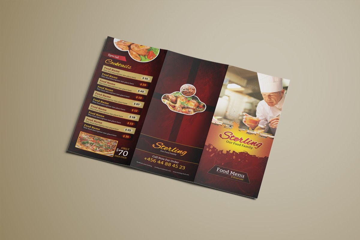 Tri-Fold Food Menu Template, a Brochure Template by ContestDesign (Photo 2 of 5)