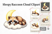 Sleepy Raccon Cloud Clipart, a Graphic by Artnoy (Thumbnail 1 of 5)