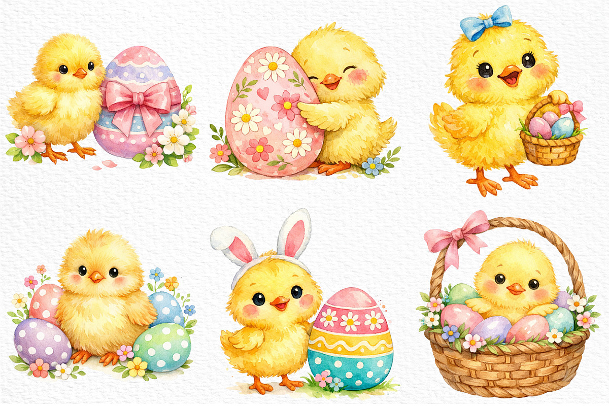 Whimsical Easter Chick Clipart, an Illustration by Craft Nest (Photo 5 of 5)