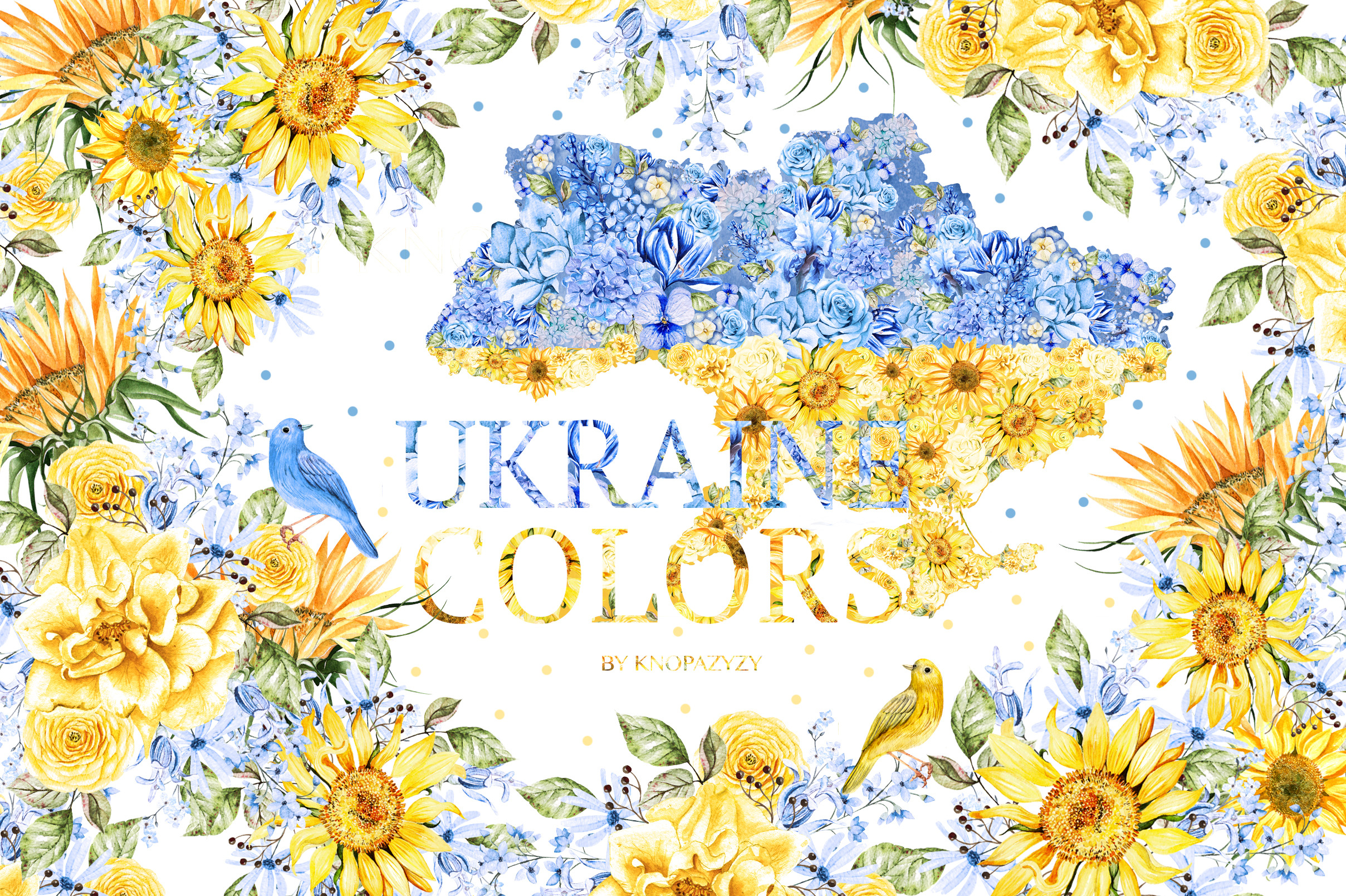 UKRAINE COLORS in watercolor, an Object Graphic by Knopazyzy
