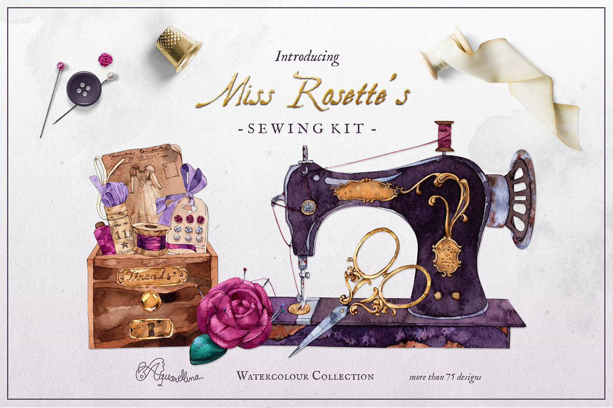 Sewing Watercolour Illustrations, an Education Illustration by Aquarellina (Photo 1 of 17)