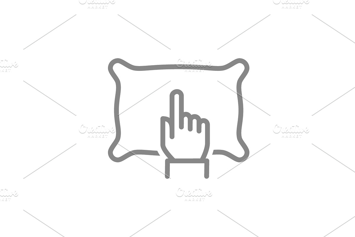 Hand point at a pillow line icon, a Technology Illustration by GraphiShop