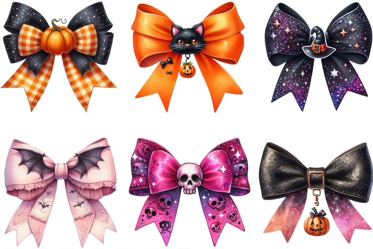 Halloween Coquette Bow Clipart, an Illustration by Designking (Photo 3 of 4)