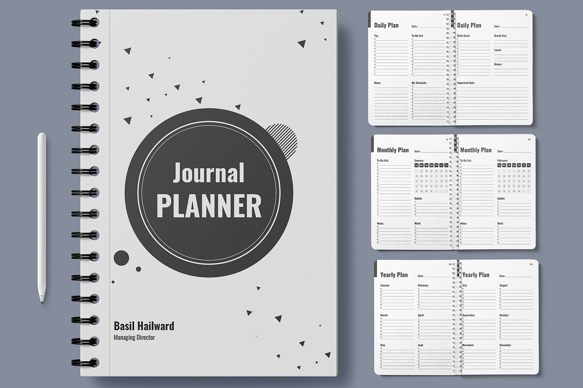 Journal Planner Design Template, a Stationery Template by MightyDesign (Photo 1 of 6)