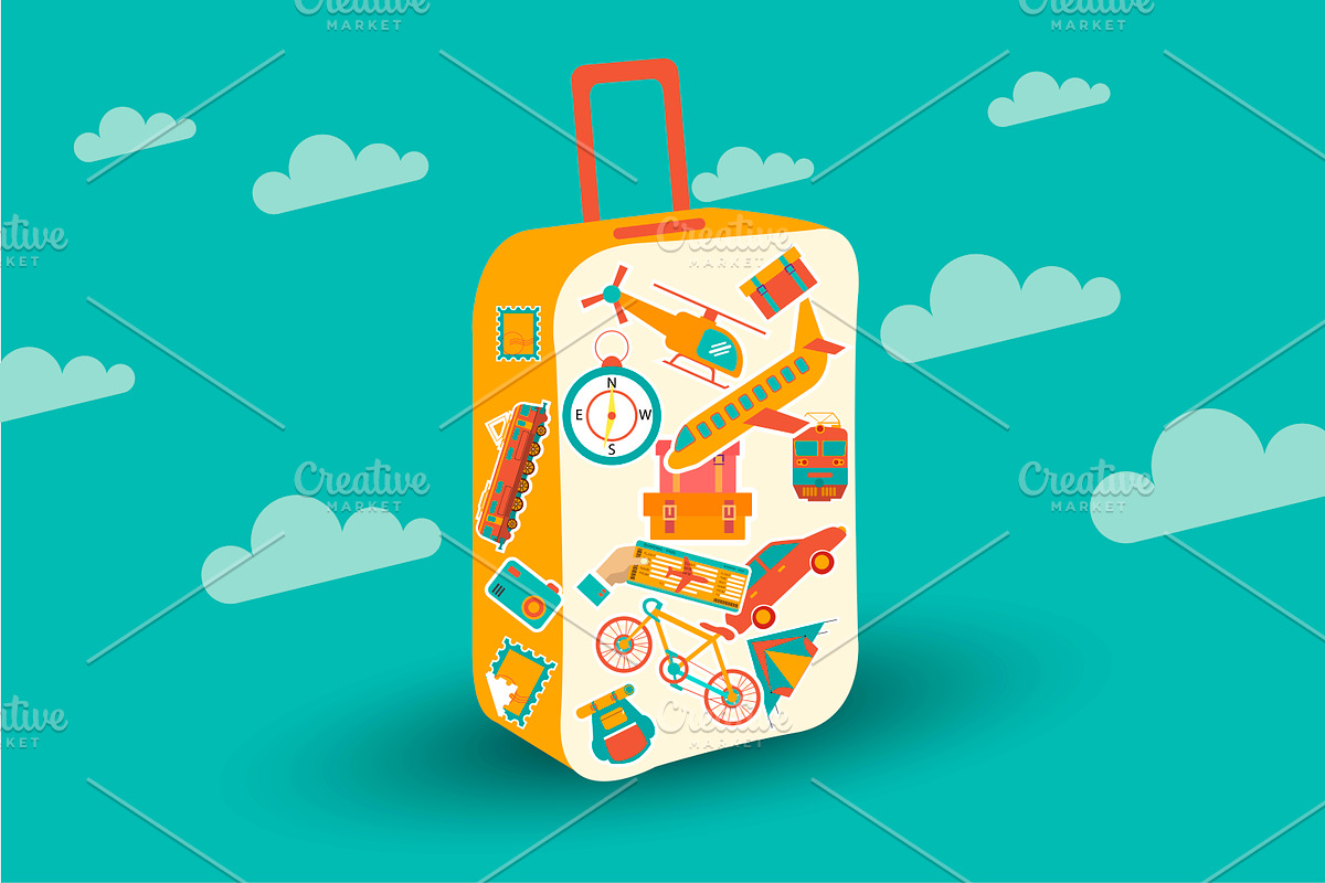 Big set of icons and stickers travel, an Illustration by moto_cat (Photo 1 of 5)