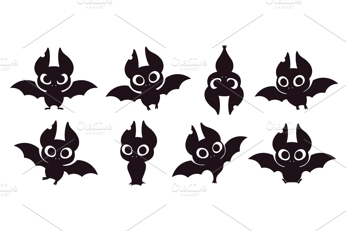 Funny black bats. Halloween bat, an Animal Illustration by LadadikArt
