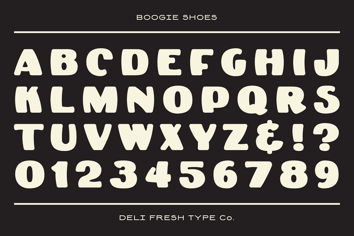 Boogie Shoes: A Retro Poster Font, a Sans Serif Font by DeliFreshTypeCo. (Photo 2 of 5)