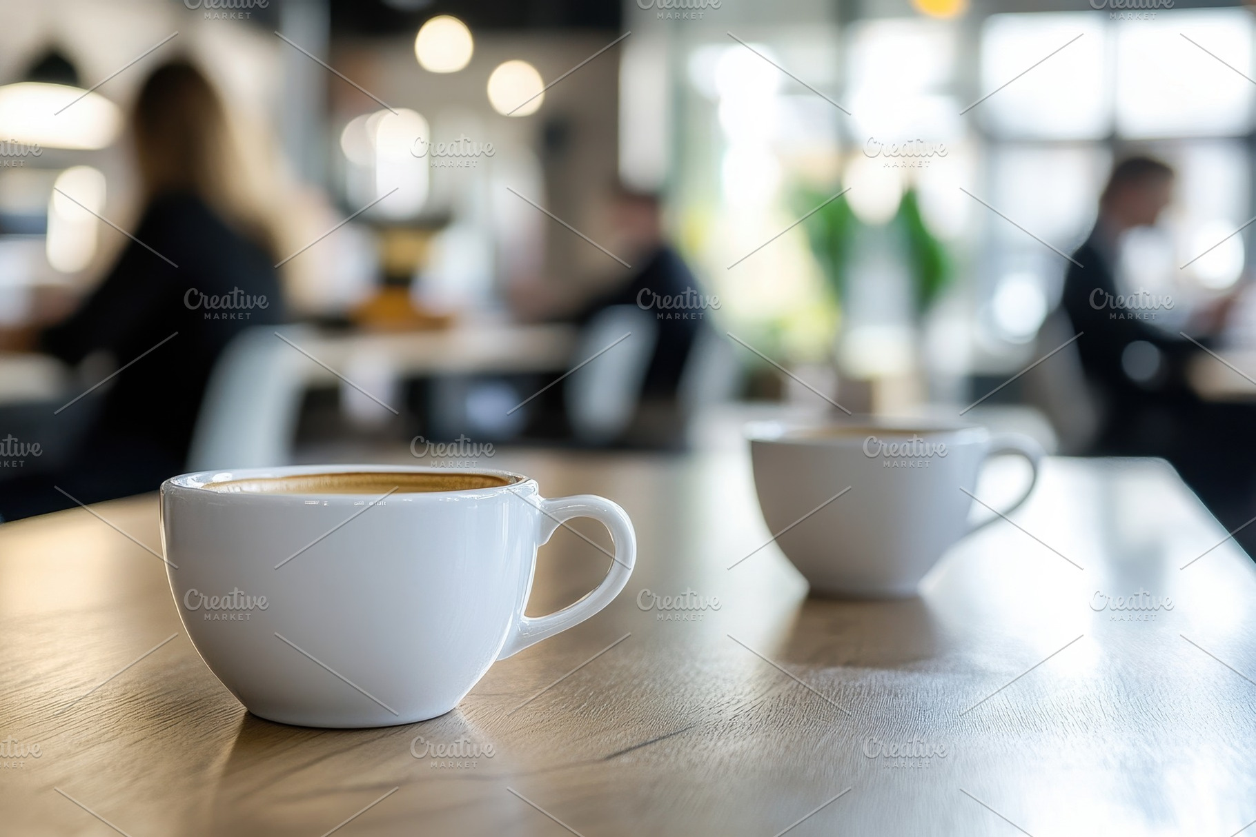 Coffee and tea cups on office table, a Photo by Pavel_design