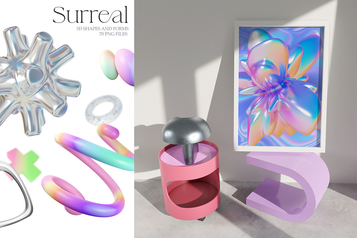 Surreal Holo Abstract 3D Shapes, a Graphic by LarysaZabrotskaya (Photo 2 of 11)