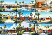 60 Mid Century House Illustrations, a Decorative Illustration by Incomelion (Thumbnail 5 of 13)