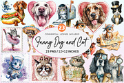 Funny Dog and Cat Clipart, a Graphic by CitraGraphics (Thumbnail 1 of 4)