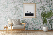 Mint Pink Flower Wallpaper, a Wallpaper Graphic by MalyskaStudio (Thumbnail 5 of 6)