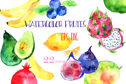 Watercolor fruits
