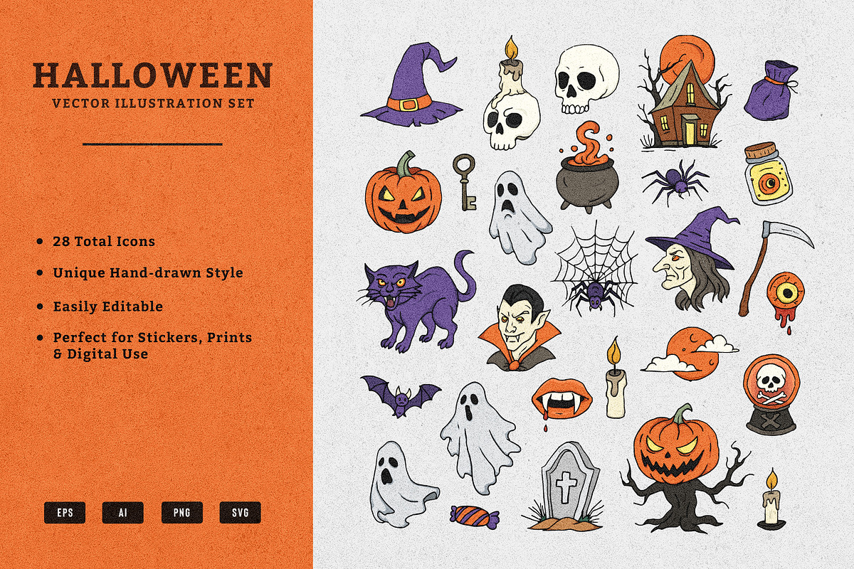 HandDrawn Spooky Vector Illustration, an Illustration by MEANDSTUDIO
