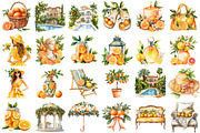 Mediterranean Sunny Citrus Clipart, an Illustration by designcity5 (Thumbnail 2 of 5)