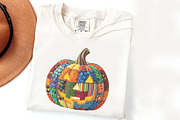 Preppy Floral Fall Pumpkin png, an Illustration by Watercolor design (Thumbnail 2 of 4)