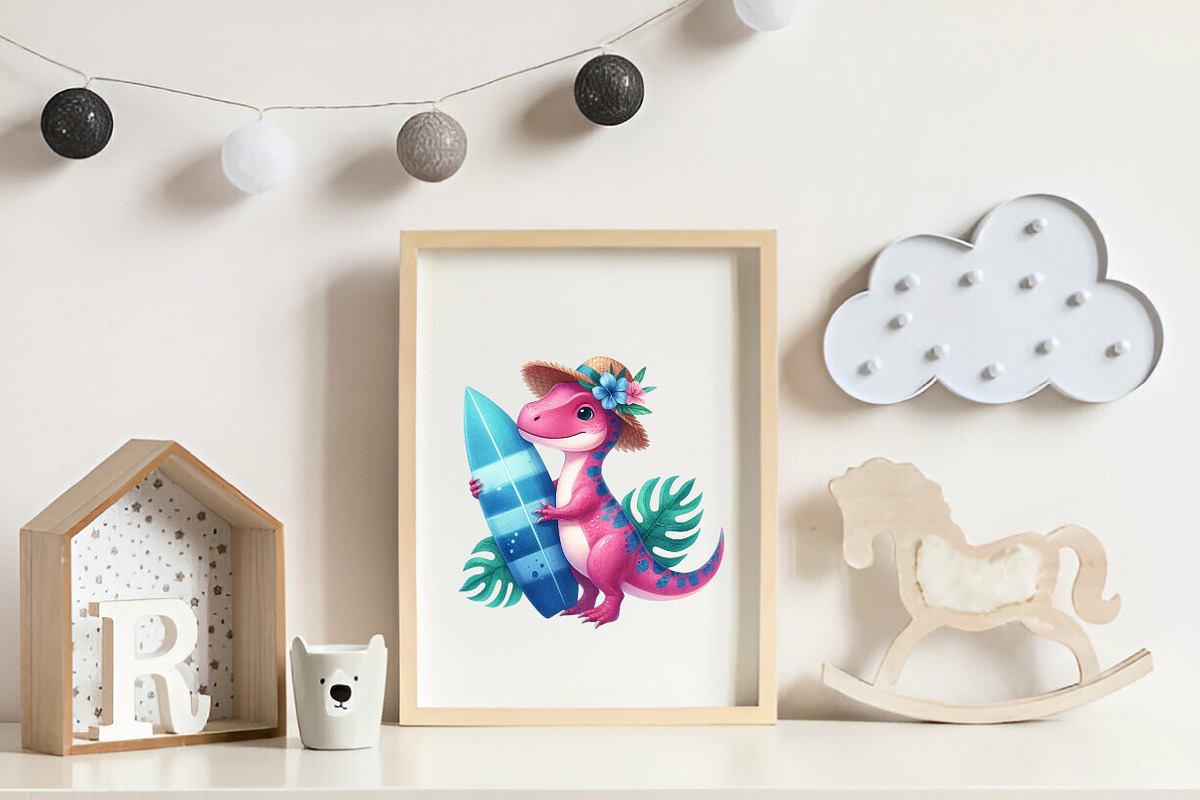 Summer Dinosaur Watercolor Clipart, an Illustration by CreationArt (Photo 4 of 9)
