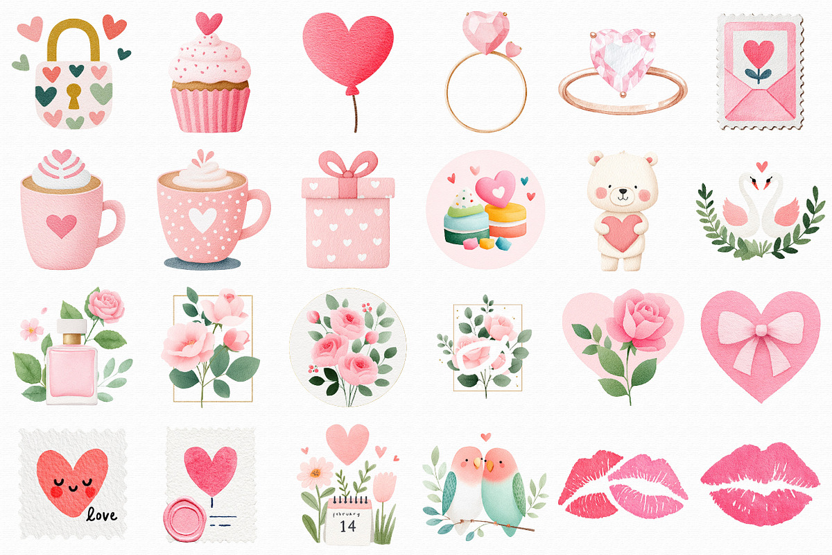 Valentine's Day Postage Stamp Clipar, an Illustration by Libby Wishes (Photo 2 of 6)
