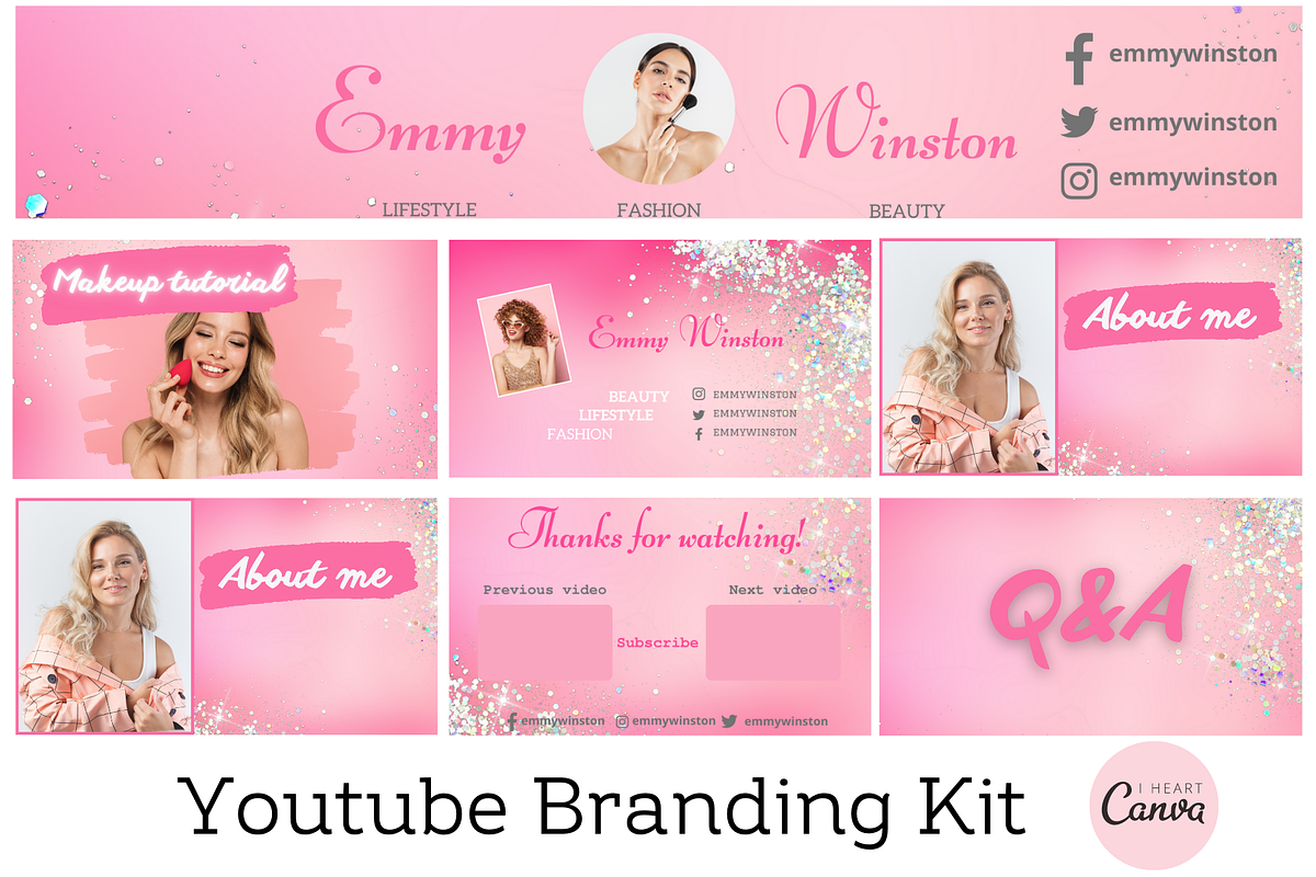 Youtube branding kit for Canva, a Social Media Template by Amiraliya (Photo 1 of 6)
