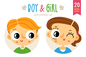 Boy&Girl - cute emotions set
