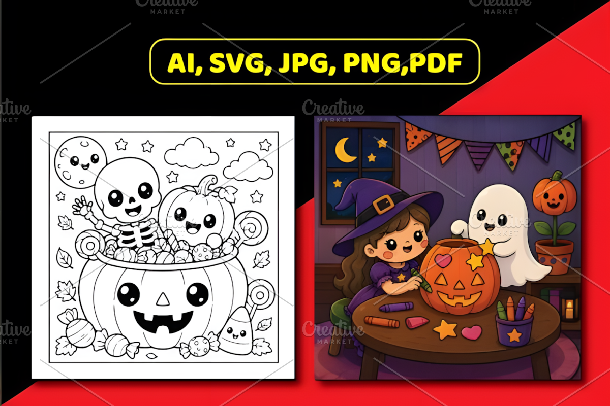 Spooky Besties Bold Easy Coloring, a Seasonal Illustration by Design Station (Photo 5 of 6)