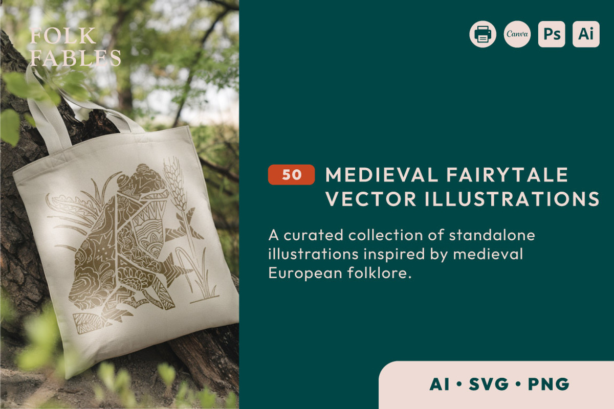 Folk Fables – 150 Illustration Set, a Decorative Illustration by JuliBelushi (Photo 4 of 14)
