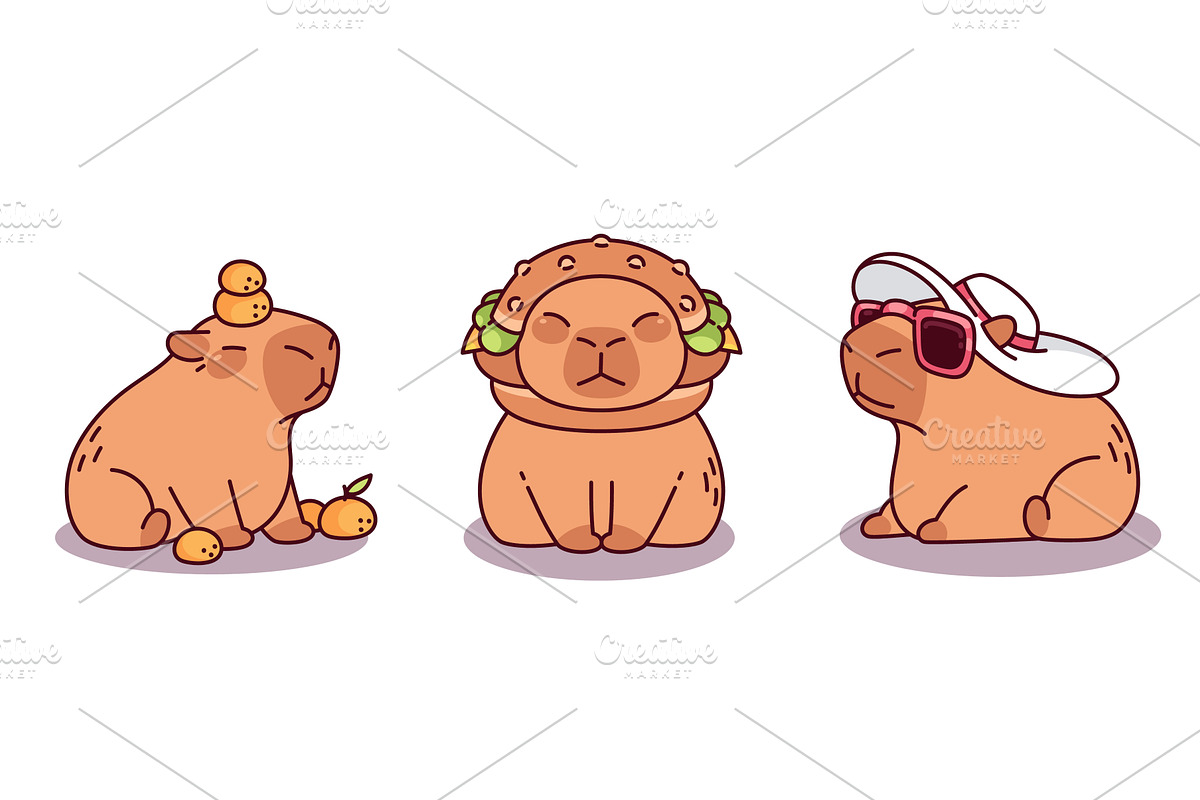 Adorable capybara drawings, an Animal Illustration by art PVP - market