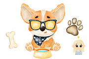 Watercolor Corgi Clipart., an Animal Illustration by Natalya_Mona_Art (Thumbnail 3 of 4)