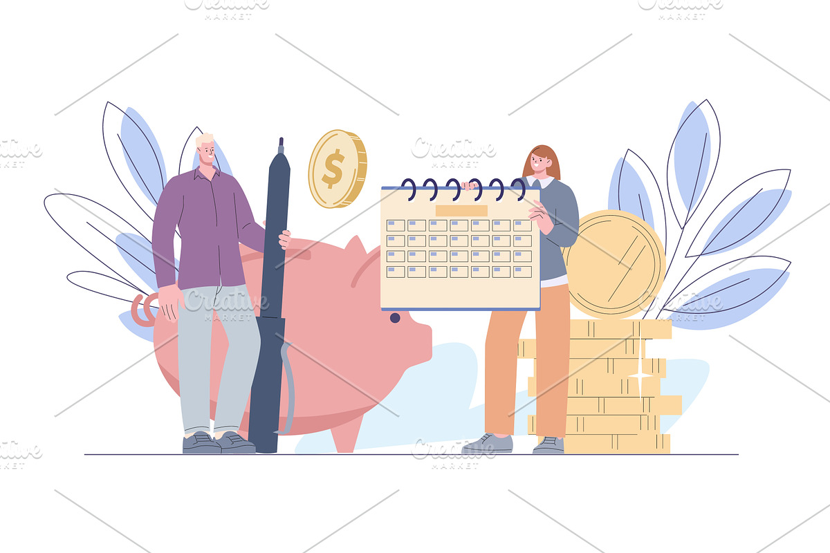 Monthly save money planning. People, a Finance Illustration by Valerie Bodnar