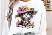 Watercolor summer cats clipart, an Illustration by SinaCreation (Thumbnail 6 of 9)