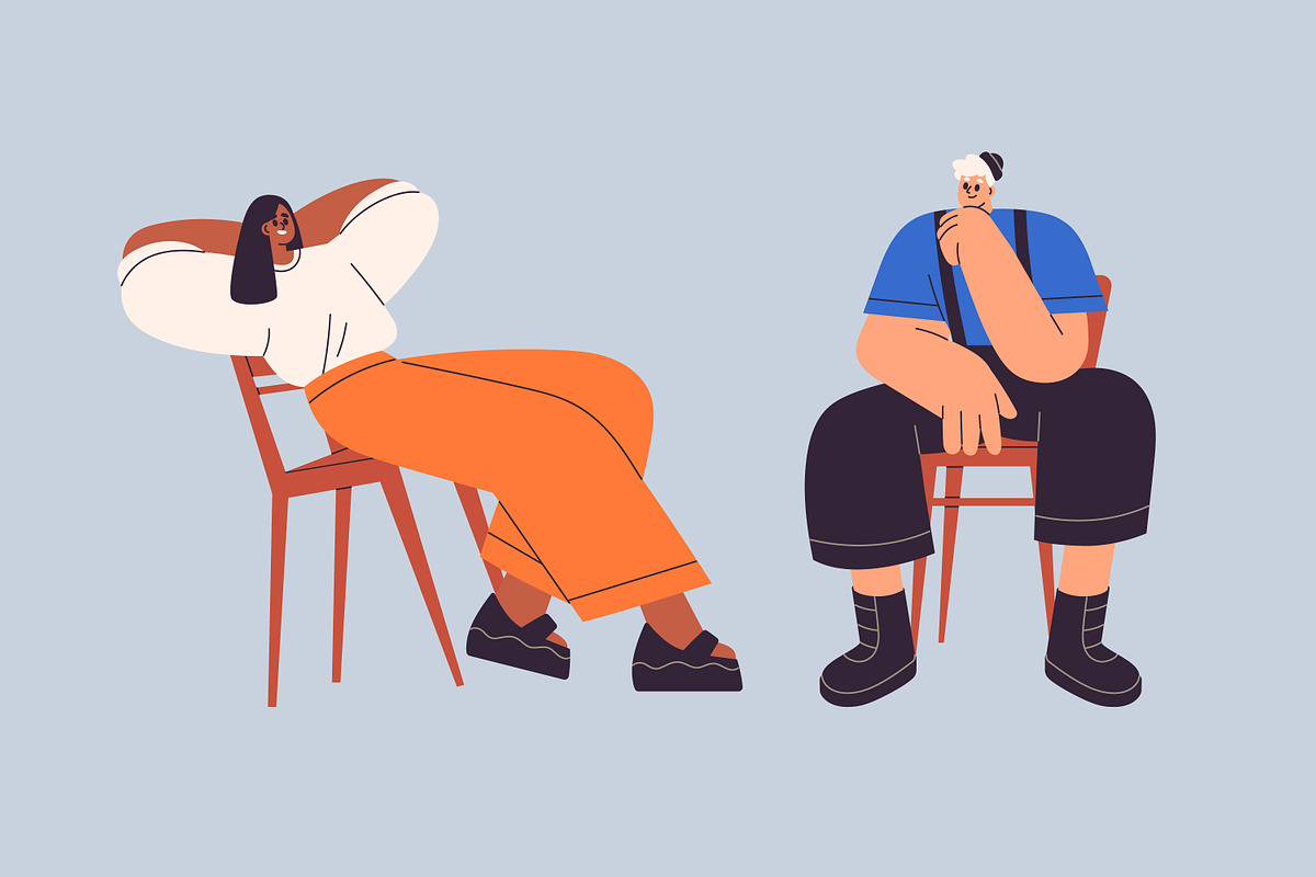 Modern people sitting on chairs set, a Person Illustration by Good Studio (Photo 2 of 13)